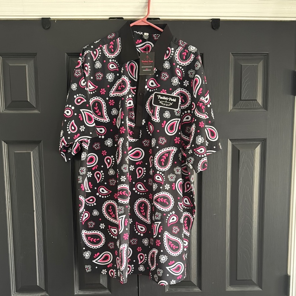 Trailer park gold club Paisley Shirt - Black and Pink